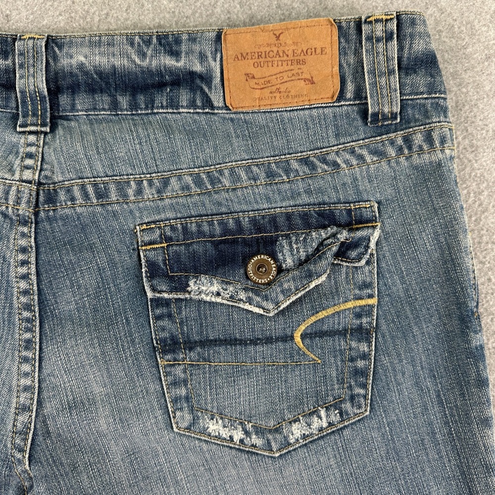 NWT American Eagle Jeans Women 14 Boyfriend Distressed Low Rise Wide Leg Flare - Picture 2 of 13